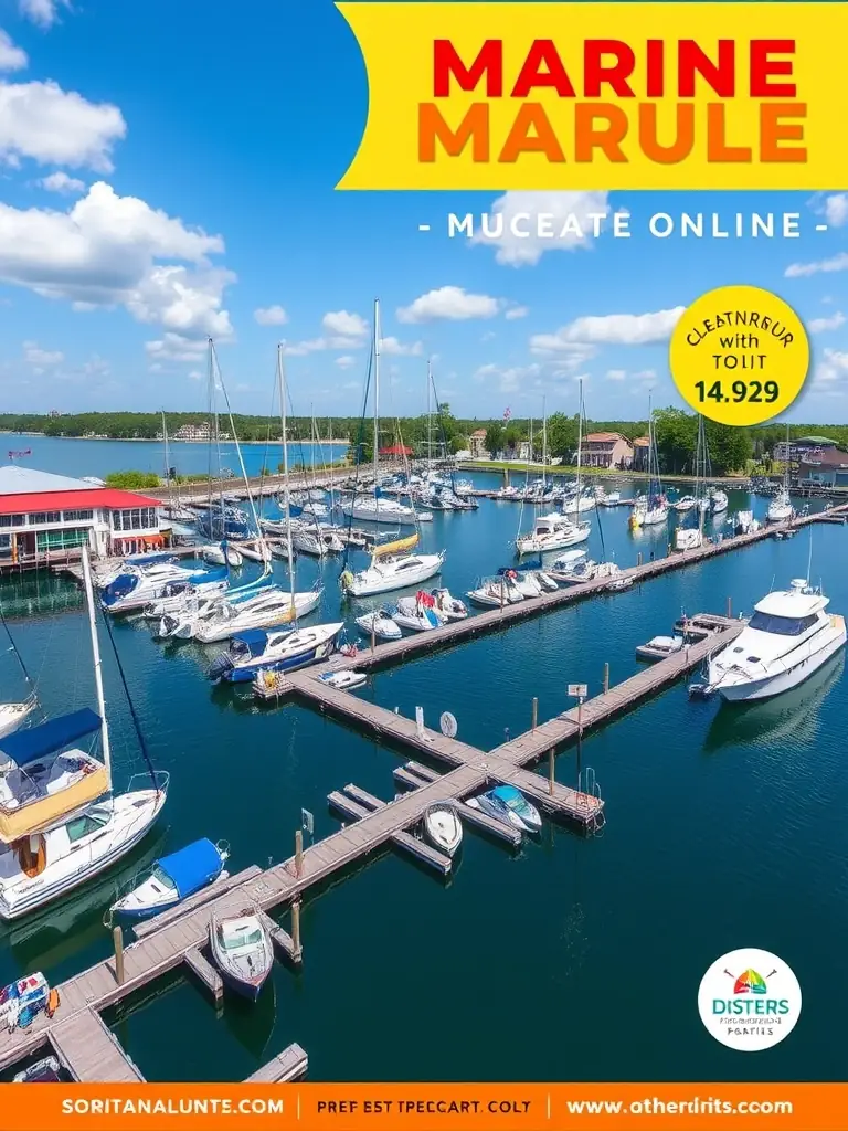 A visually striking online advertisement for a marina, showcasing its amenities and services, highlighting Sailfluence's online advertising and branding capabilities.